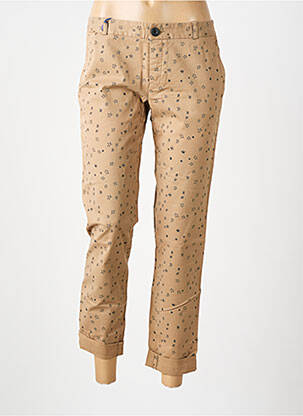 Pantalon chino tissage popeline taille normale marron LEON & HARPER femme