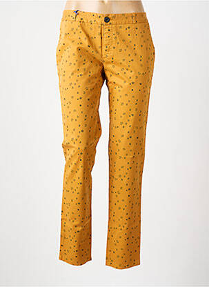 Pantalon chino tissage popeline taille normale jaune LEON & HARPER femme