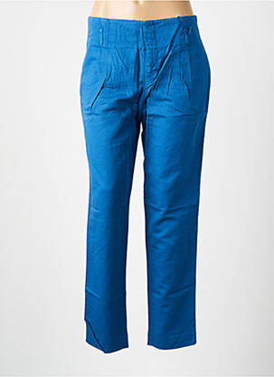 Pantalon droit taille à pinces taille haute bleu LEON & HARPER femme