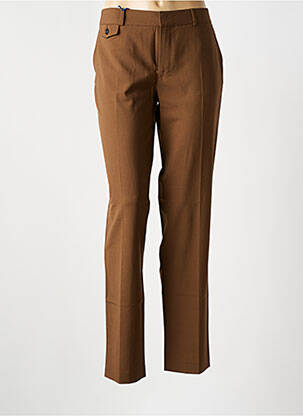 Pantalon 7/8 fermeture zippée sous rabat avec crochet taille normale marron LEON & HARPER femme