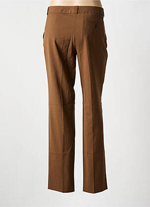 Pantalon 7/8 fermeture zippée sous rabat avec crochet taille normale marron LEON & HARPER femme