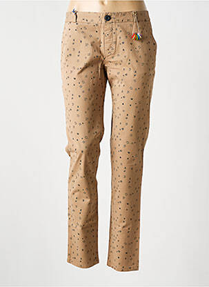 Pantalon chino tissage popeline taille normale marron LEON & HARPER femme