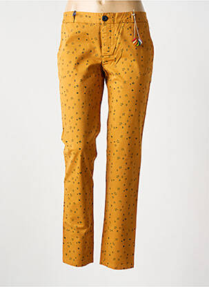 Pantalon chino tissage popeline taille normale jaune LEON & HARPER femme
