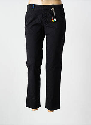 Pantalon chino broderie galons latéraux taille normale noir LEON & HARPER femme