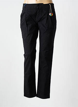 Pantalon chino tissage popeline taille normale noir LEON & HARPER femme