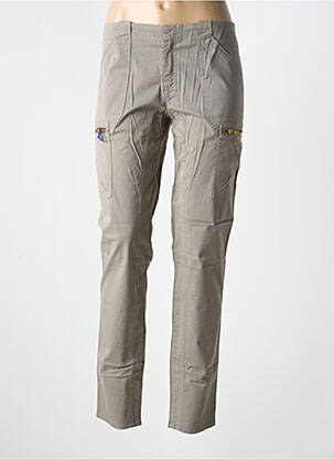 Pantalon slim tissage popeline taille normale gris LEON & HARPER femme