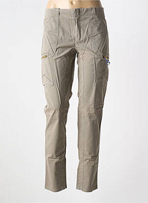 Pantalon slim tissage popeline taille normale gris LEON & HARPER femme