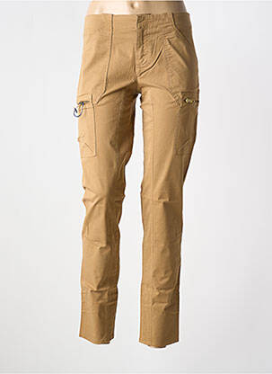 Pantalon slim tissage popeline taille normale marron LEON & HARPER femme