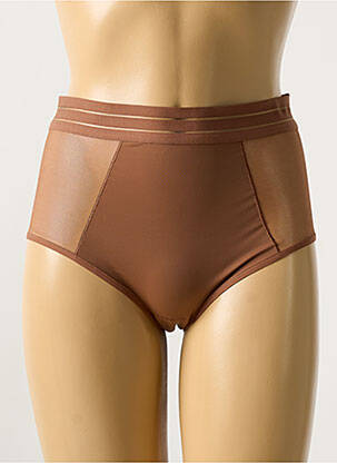 Culotte haute effet matière satinée marron MAISON LEJABY femme