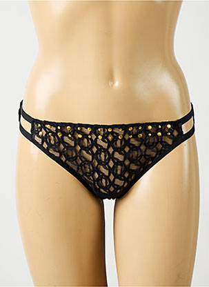 Tanga effet matière satinée noir CHANTELLE femme