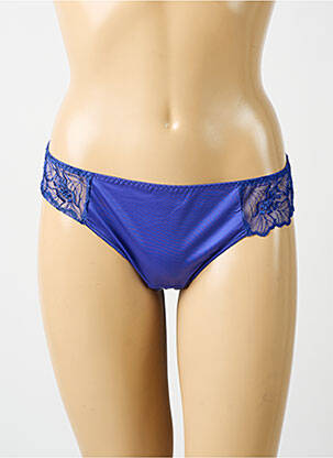Tanga effet matière satinée bleu MAISON LEJABY femme