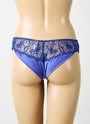 Tanga effet matière satinée bleu MAISON LEJABY femme