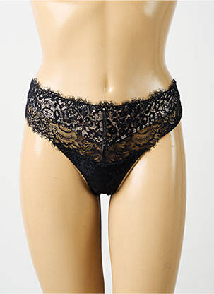 Tanga effet matière satinée noir AMBRA femme