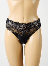 Tanga effet matière satinée noir AMBRA femme