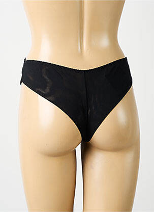 Tanga effet matière satinée noir AMBRA femme