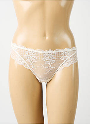 Tanga effet matière satinée blanc SIMONE PERELE femme