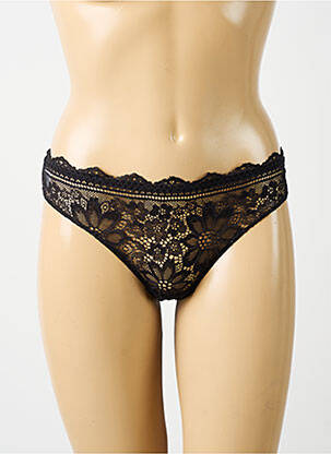 Tanga effet matière satinée noir SIMONE PERELE femme