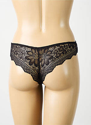 Tanga effet matière satinée noir SIMONE PERELE femme