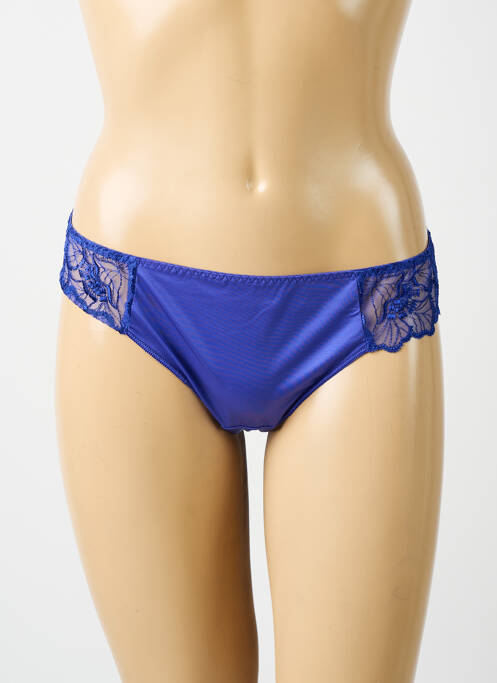 Tanga effet matière satinée bleu MAISON LEJABY femme