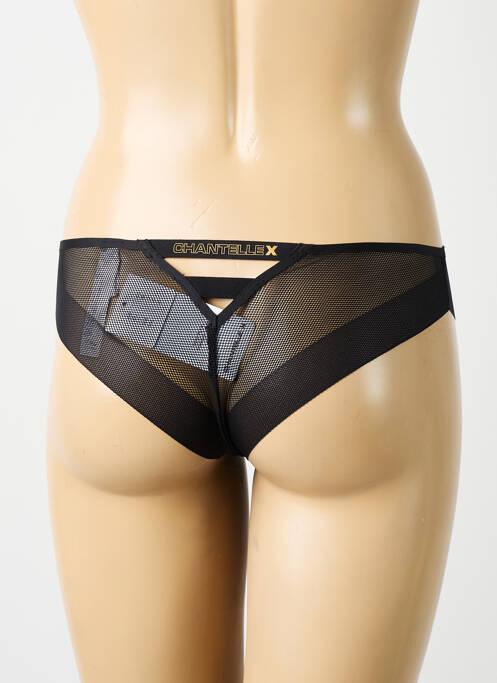 Tanga effet matière satinée noir CHANTELLE femme