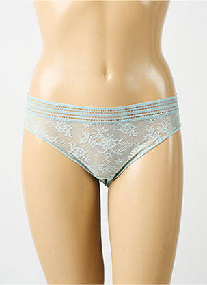Tanga effet matière satinée bleu MAISON LEJABY femme