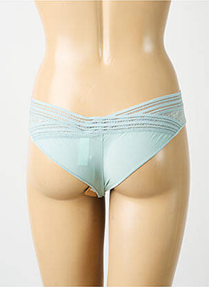 Tanga effet matière satinée bleu MAISON LEJABY femme