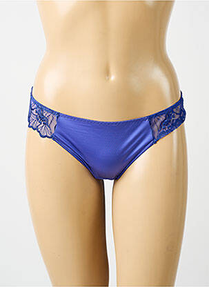 Tanga effet matière satinée bleu MAISON LEJABY femme