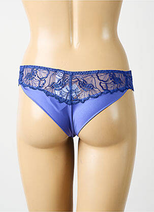 Tanga effet matière satinée bleu MAISON LEJABY femme