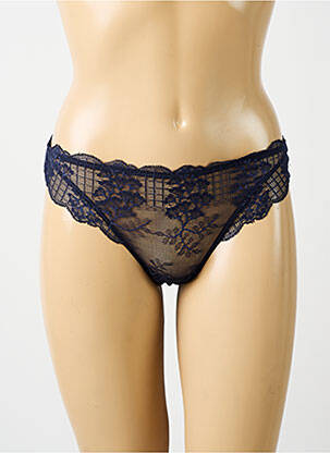 Tanga effet matière satinée bleu SIMONE PERELE femme