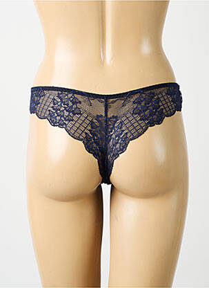 Tanga effet matière satinée bleu SIMONE PERELE femme