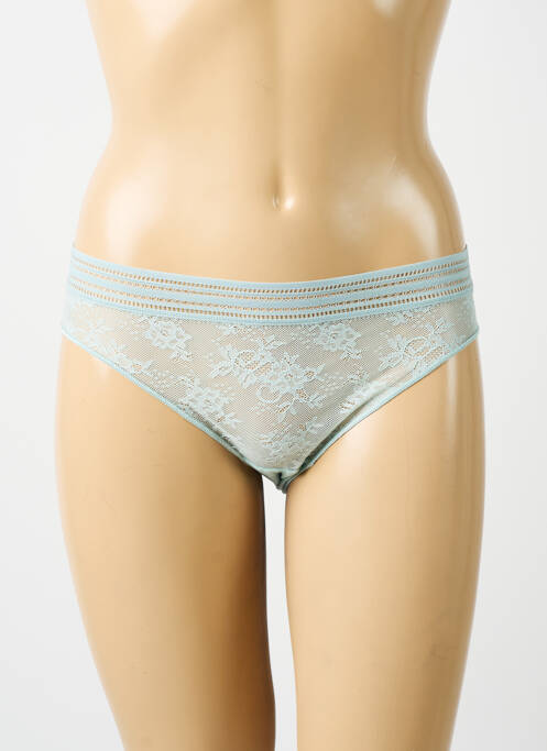 Tanga effet matière satinée bleu MAISON LEJABY femme