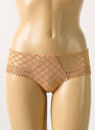 Shorty tissage dentelle marron LOUISA BRACQ femme