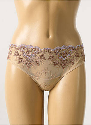 Shorty broderie ruban marron AMBRA femme