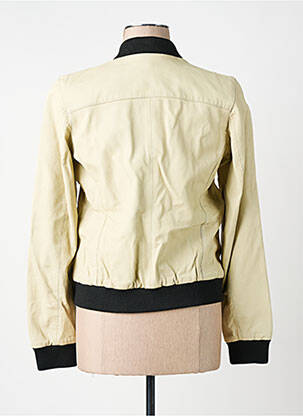 Veste en cuir coupe cintrée beige LEON & HARPER femme