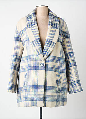 Manteau long coupe droite sans capuche bleu SCHOOL RAG femme