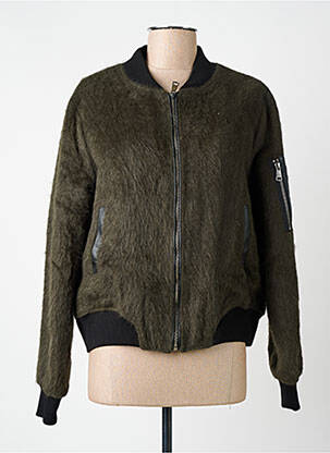 Blouson col v vert BOMBERS femme