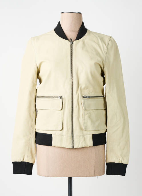 Veste en cuir beige LEON & HARPER pour femme