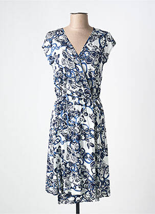 Robe mi-longue imprimé fantaisie manches courtes bleu CHRISTIAN CANE femme