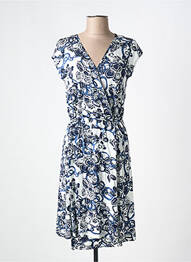 Robe mi-longue imprimé fantaisie manches courtes bleu CHRISTIAN CANE femme