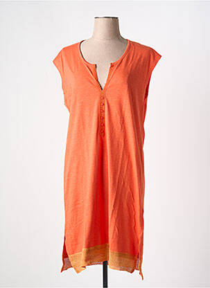 Robe mi-longue manches courtes manches courtes orange CHRISTIAN CANE femme