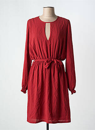 Robe mi-longue tissage crêpe manches longues orange DANIELLE ENGEL femme