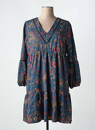 Robe courte manches 3/4 manches 3/4 bleu DANIELLE ENGEL femme