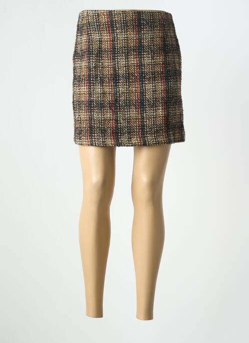 Jupe courte coupe droite marron DANIELLE ENGEL femme
