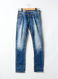 Jeans coupe slim fermeture boutonnée sur le devant taille normale bleu DONOVAN homme