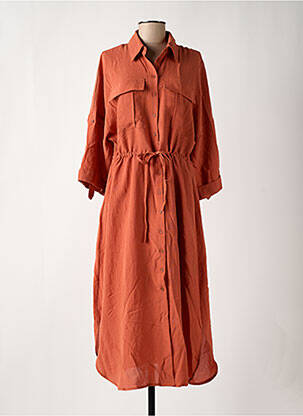 Robe longue manches longues manches longues orange MINIMUM femme