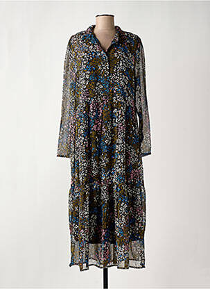 Robe longue manches longues manches longues noir ICHI femme