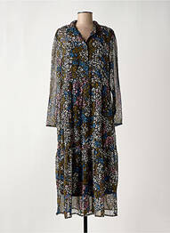 Robe longue manches longues manches longues noir ICHI femme