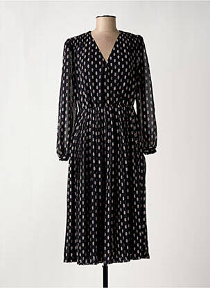 Robe mi-longue imprimé fantaisie manches longues noir PEPE JEANS femme