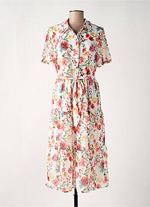 Robe mi-longue imprimé fleurs manches courtes blanc NA-KD femme
