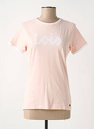 T-shirt sérigraphie floquée manches courtes rose LOIS femme